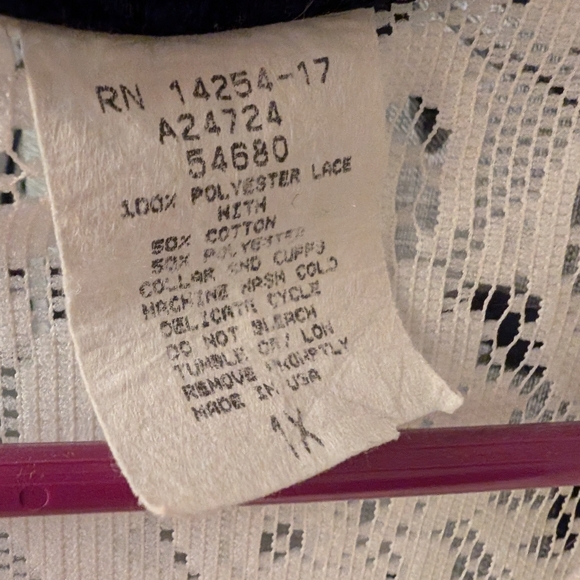 Vintage 70's RETRO all lace white blouse 1X C49 - Picture 4 of 5